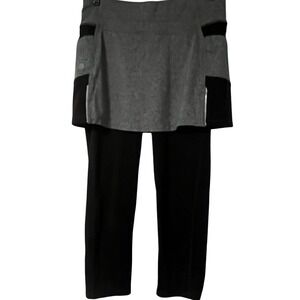 Athleta Women's Be Free 2-in-1 Skirt Capri Leggings‎ Gray Black Size Small